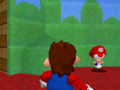 A Toad in Super Mario 64 DS wearing Mario's cap after he loses it in a stage