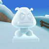 Squared screenshot of a Goomba-shaped snow sculpture from Super Mario Galaxy 2.