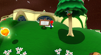 Yoshi stuck in a tree due to a glitch
