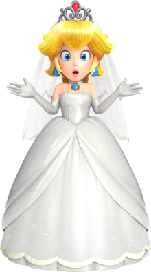 Artwork of Princess Peach in her wedding apparel, from Super Mario Odyssey