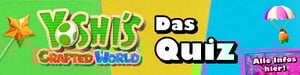 The banner used as the logo for Yoshi's Crafted World: Das Quiz.