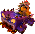 Artwork of Bowser in Bowser's Muscle Car, from Super Mario 3D World
