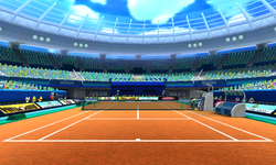 Overview of the Clay Court from Mario Sports Superstars