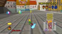 Koopa Troopa competes in a Coin Runners battle at Delfino Pier, in Mario Kart Wii.