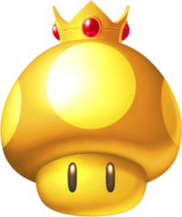 A Golden Mushroom from Mario Kart 7.