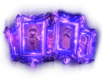 Artwork of Mario, Peach, and the Toads' frames from Luigi's Mansion 3