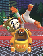 The Daisy Mii Racing Suit performing a trick.
