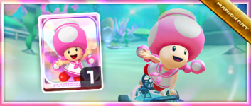 Toadette (Sailor) from the Spotlight Shop in the Sunshine Tour in Mario Kart Tour