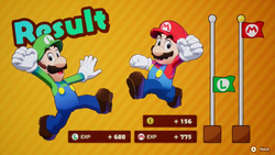 Result screen in Mario & Luigi: Brothership