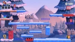 Screenshot of Expert level EX-6 from the Nintendo Switch version of Mario vs. Donkey Kong