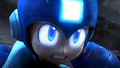 A close-up of an angered Mega Man
