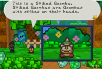 Goombario using Tattle in Paper Mario