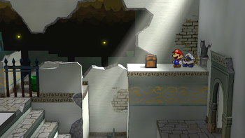 Fourth treasure chest in the Rogueport Underground in the remake of Paper Mario: The Thousand-Year Door for the Nintendo Switch.