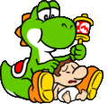 Yoshi and Baby Mario - Super Mario Sticker.gif
