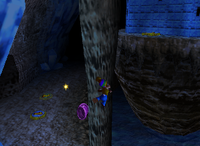 A set of purple Banana Coins in Crystal Caves.