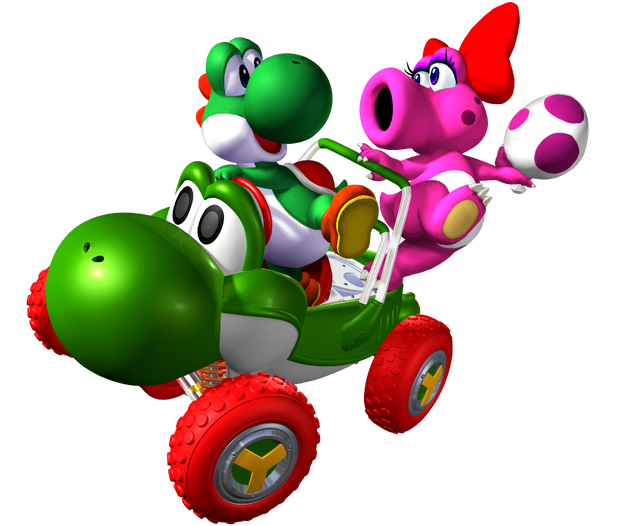 Artwork of Yoshi and Birdo for Mario Kart: Double Dash!!