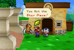 Mario getting a Star Piece from Fice T. in Paper Mario