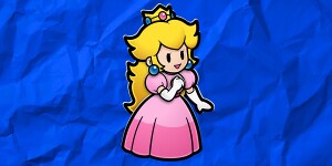 Artwork of Princess Peach shown with the results of the Paper Mario Personality Quiz.