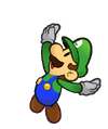 Luigi performing a stylish move in Super Paper Mario.