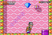 A diamond in a pink area in Wario Land 4