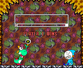 FanOfYoshi's "Yoshi" avatar winning against a Bandit, and subsequently winning a Magnifying Glass.