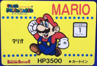 A card of Mario from Super Mario World Barcode Battler.