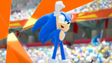 Sonic winning his running event.