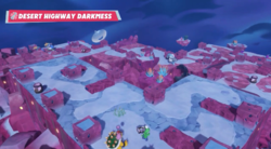 An example of the Desert Highway Darkmess battle in Mario + Rabbids Sparks of Hope