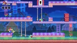 Screenshot of Merry Mini-Land Plus level 4-5+ from the Nintendo Switch version of Mario vs. Donkey Kong