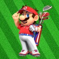 Artwork of Mario for Mario Golf: Super Rush, used in an opinion poll on Super Mario games for the Nintendo Switch family of systems