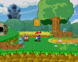 First ? Block in Petal Meadows of Paper Mario: The Thousand-Year Door.