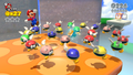 Several Para-Biddybuds guarding a Stamp in Super Mario 3D World