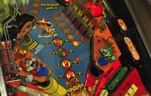 An angled close up of the center playfield
