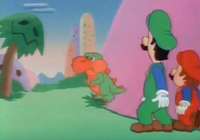An animation error in the Super Mario World episode Party Line.