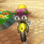 Wario performing a Trick in Mario Kart Wii