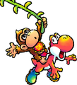 Red Yoshi and Baby DK