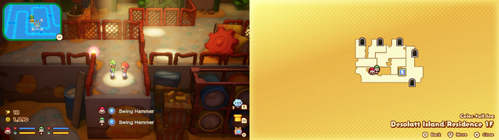 Mario and Luigi near the Single Sock on Desolatt Island of Mario & Luigi: Brothership.