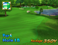 Hole 18 of Lakitu Valley from Mario Golf: Toadstool Tour.