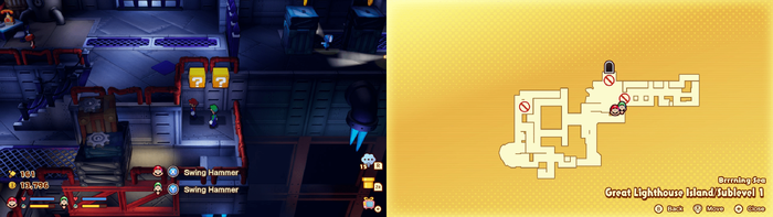 Blocks 5-6 in the Brrning Sea Great Lighthouse Island from Mario & Luigi: Brothership