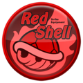 A Mario Kart Tour Red Shell Strike Equipment "hot shot" badge