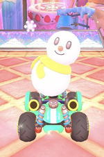 Snowman performing a trick.