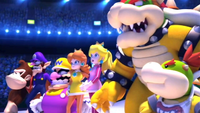 A screenshot of part of team Mario from Festival Mode in the Wii version of Mario & Sonic at the Olympic Winter Games