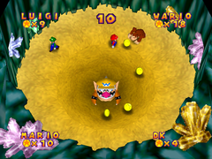 Wario Bowser in Quicksand Cache from Mario Party 2