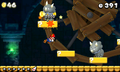 A fight against Reznors in New Super Mario Bros. 2 in World 6