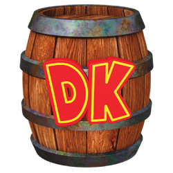DK Barrel artwork. It uses the same barrel model as the other Kong Barrels from Donkey Kong Country: Tropical Freeze.
