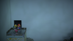 Mario finding the Damage Dodge badge in Rogueport Underground of Paper Mario: The Thousand-Year Door for Nintendo Switch.