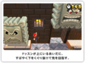 Mario dodging some Thwomps in a Japanese version of the game.