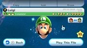 A completed save file as Luigi