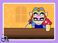 A mushroom caught instead of a mug in WarioWare Gold