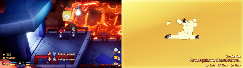 17th block in the Brrning Sea Great Lighthouse Island from Mario & Luigi: Brothership